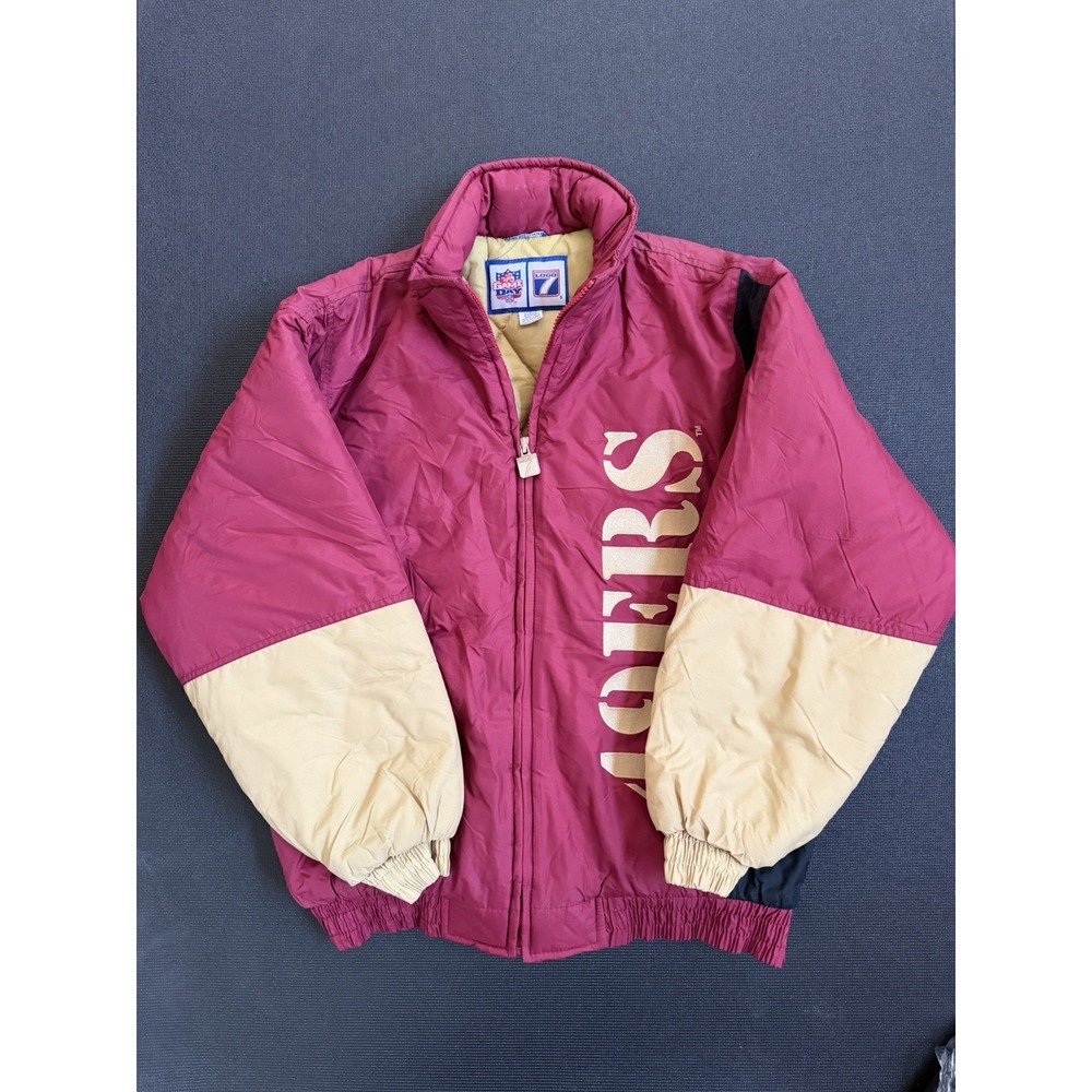 Vintage 90's NFL San Francisco 49ers Logo 7 Red/Black Bomber Jacket Size L Men's